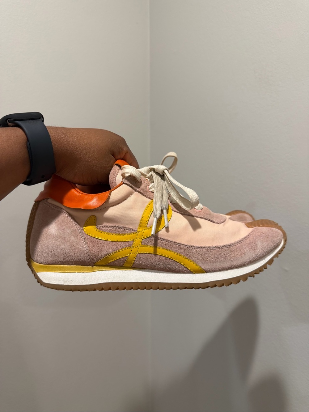 Loewe Flow Runner Sneakers - Pink with Yellow Accent US size 12